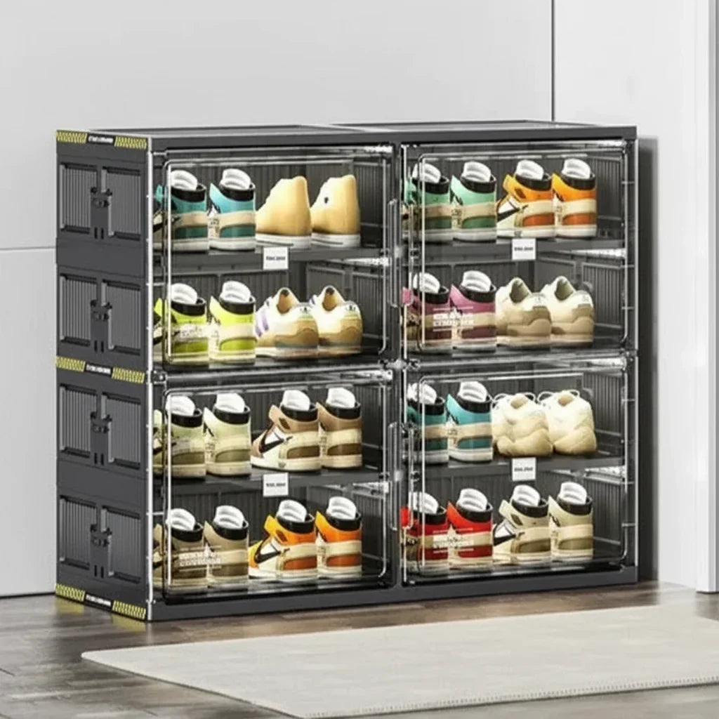 Stapelbarer transparenter Schuhschrank aus Kunststoff