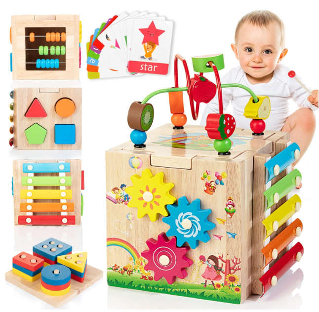 Cube de jeu Montessori en bois 8 en 1 — Jouet éducatif, dès 18 mois