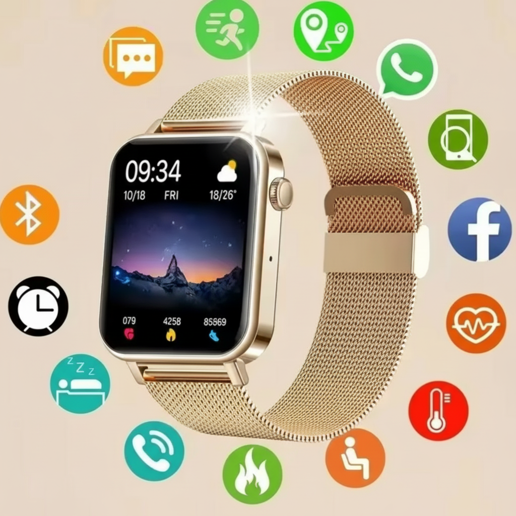 Stylowy smartwatch damski – Kompleksowe monitorowanie zdrowia i wydłużony czas pracy baterii - Esilora