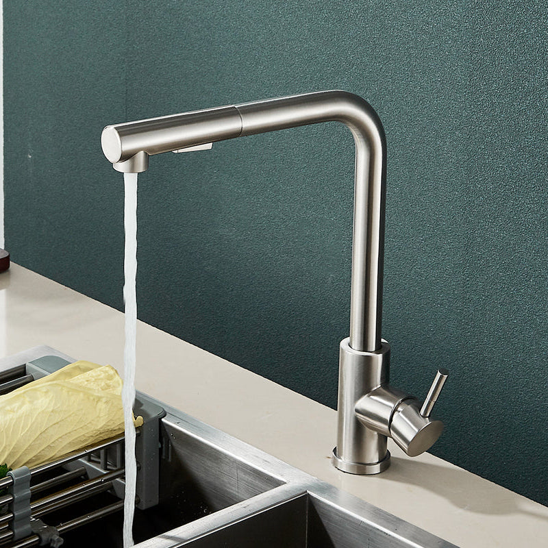 Stainless Steel Kitchen Faucet with Dual Spray Mode - Black Pull-Out - Esilora
