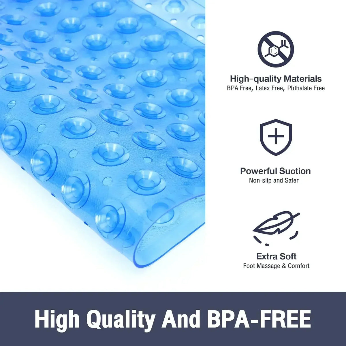 Shower Safety Mat with Large Suction Cups for Stability