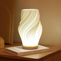 Modern White Plastic LED Table Lamp — Dimmable, Wave Design, 3 Brightness Settings