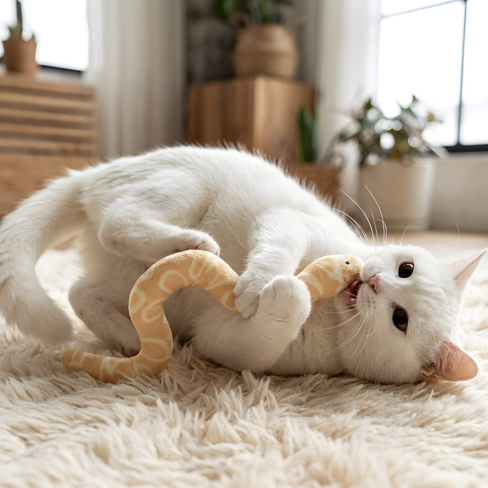SerpentSoft Plush Snake Cat Kicker Toy — Flexible Body