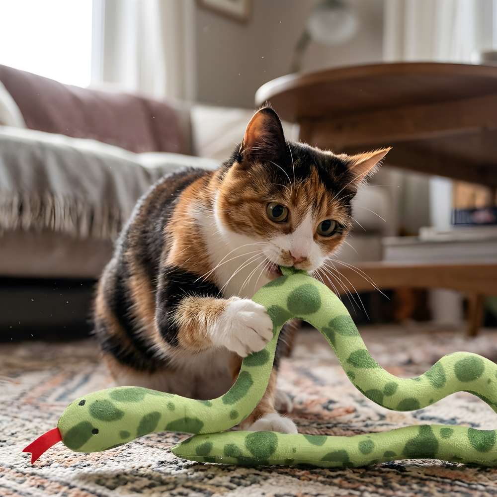 SerpentSoft Plush Snake Cat Kicker Toy — Flexible Body