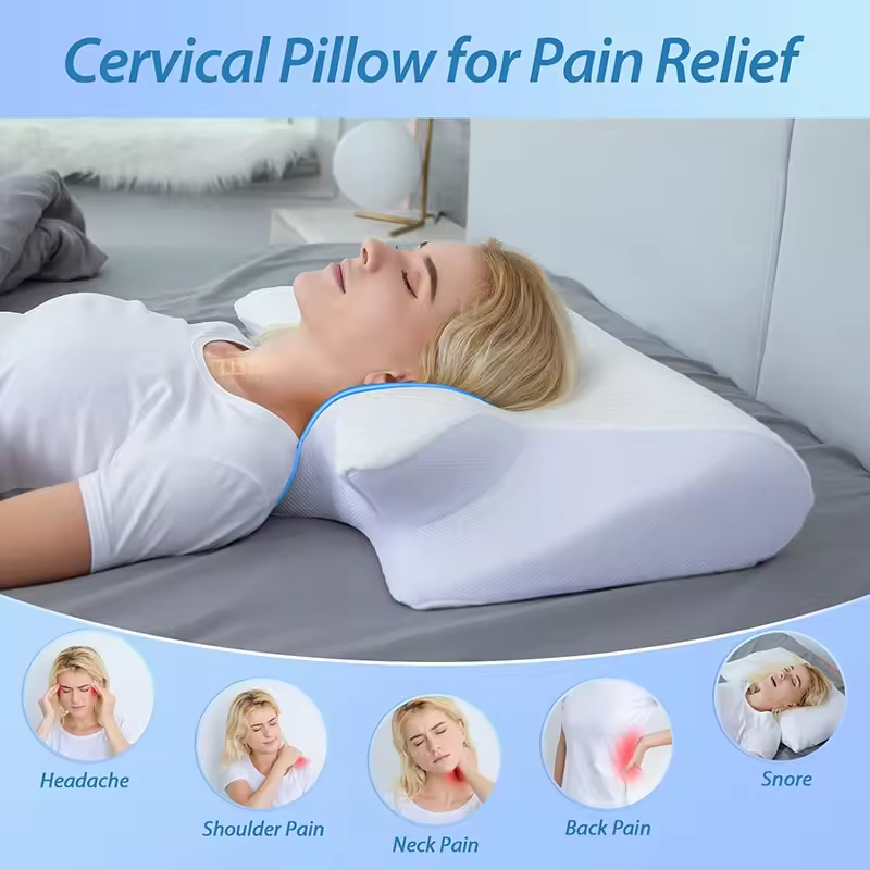 Oreiller cervical à mémoire de forme à double fonction pour un soutien orthopédique réglable du cou