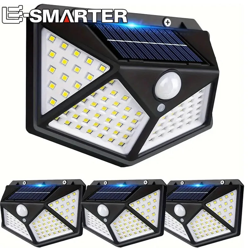 Luz solar de pared para exteriores con 100 LED y sensor de movimiento - Esilora
