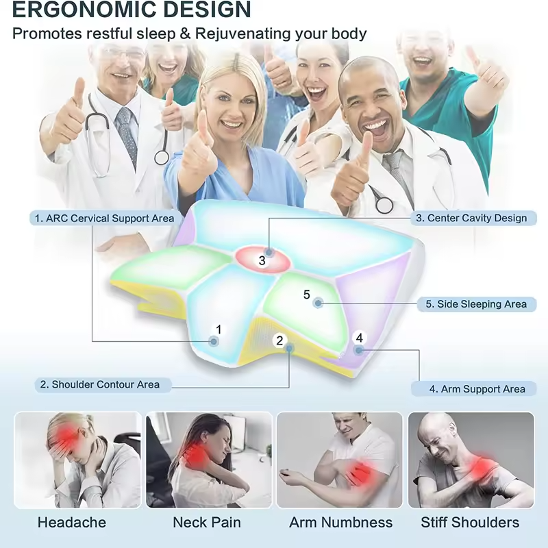 Oreiller cervical à mémoire de forme à double fonction pour un soutien orthopédique réglable du cou