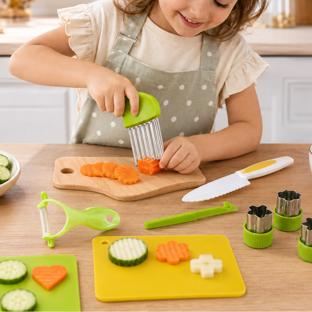 Set da cucina per il gioco di ruolo dei bambini — Utensili da cucina giocattolo sicuri