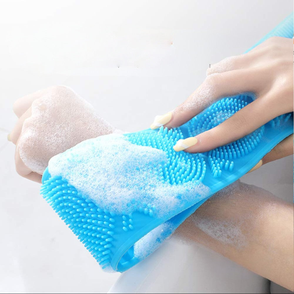 Duschborste i silikon med dubbla handtag — flexibel stomme och texturerad peelingyta