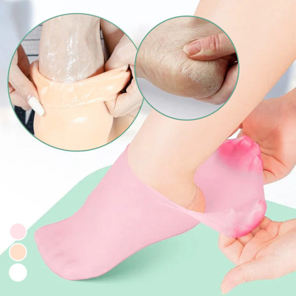 Meias hidratantes de silicone para os pés — capas hidratantes reutilizáveis