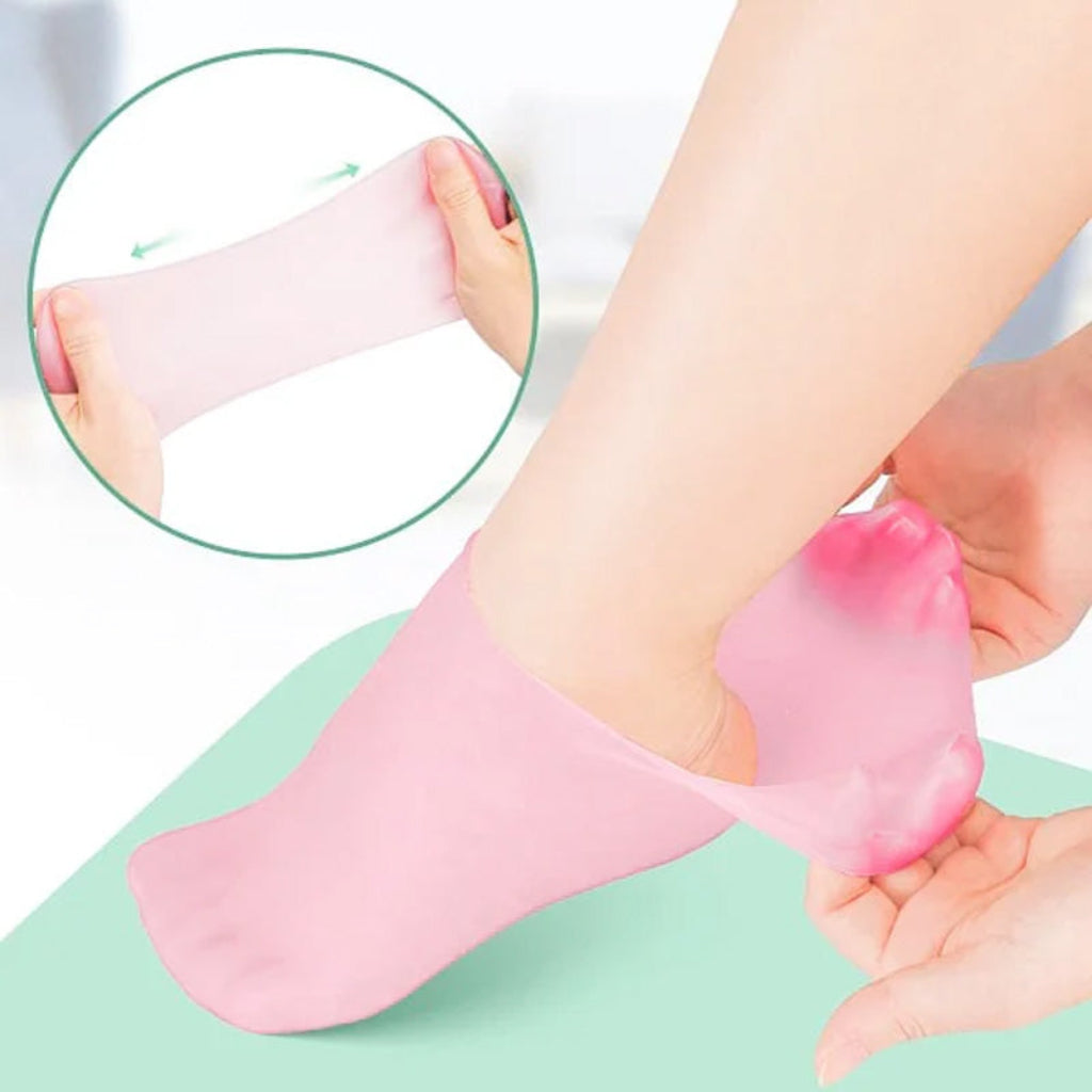 Meias hidratantes de silicone para os pés — capas hidratantes reutilizáveis