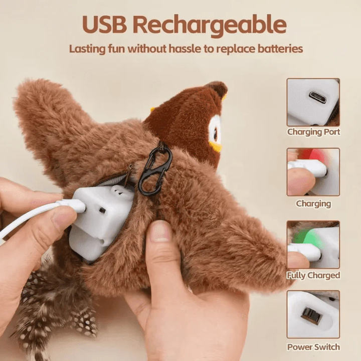 SkyChase Motion-Activated Flapping Plush Bird Cat Toy