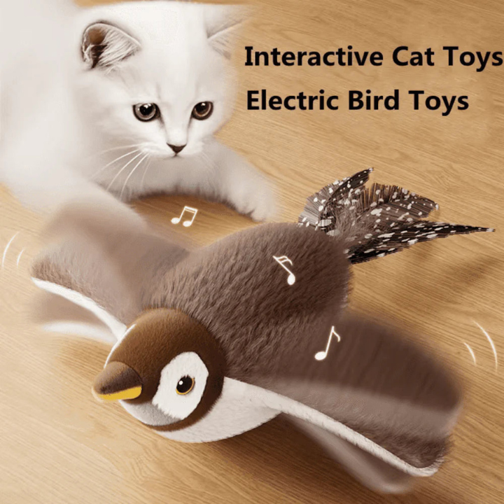 SkyChase Motion-Activated Flapping Plush Bird Cat Toy