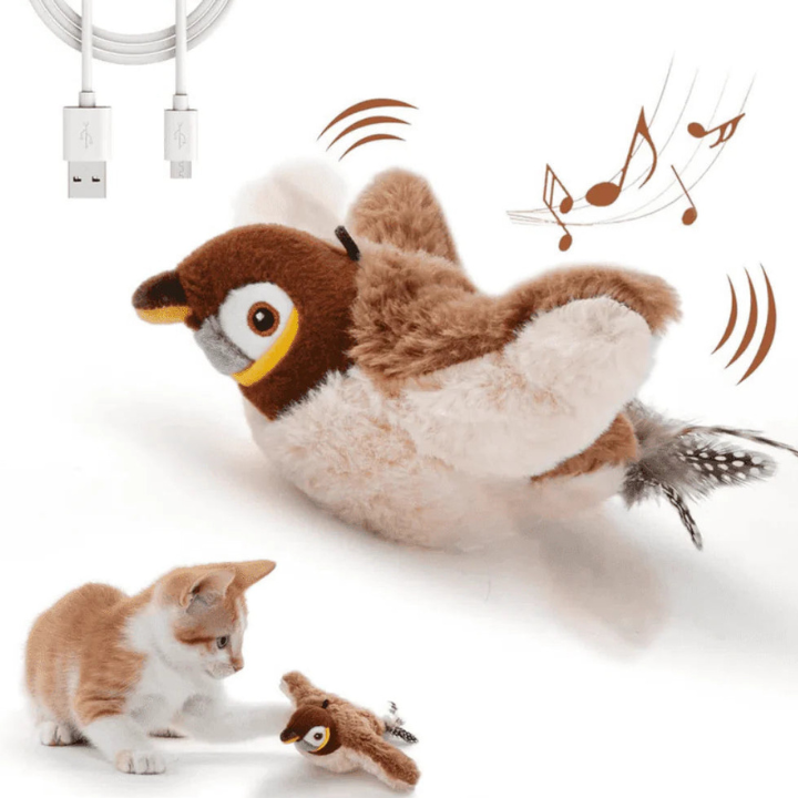 SkyChase Motion-Activated Flapping Plush Bird Cat Toy