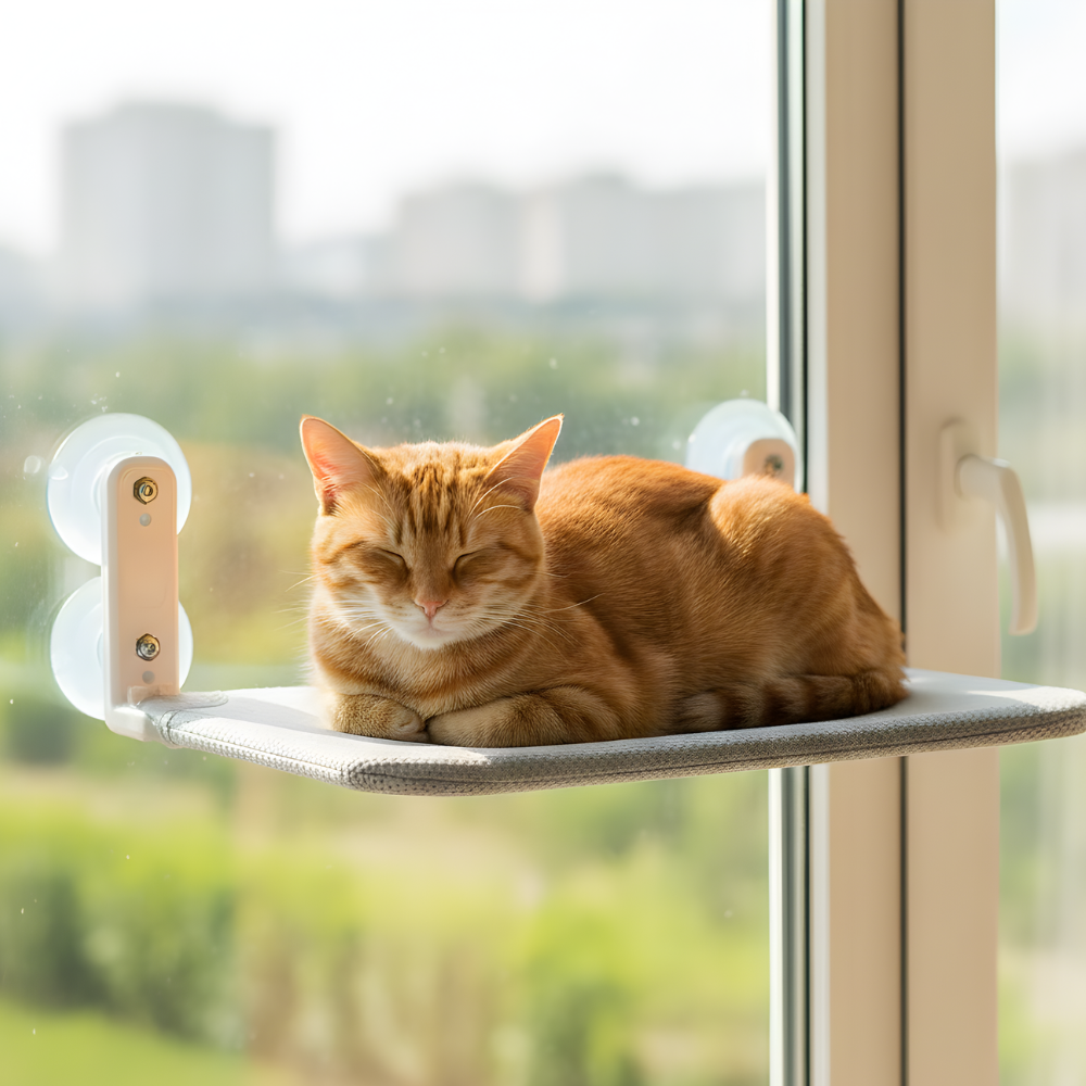 SkyLedge Window Cat Hammock — Secure Suction Cup Perch