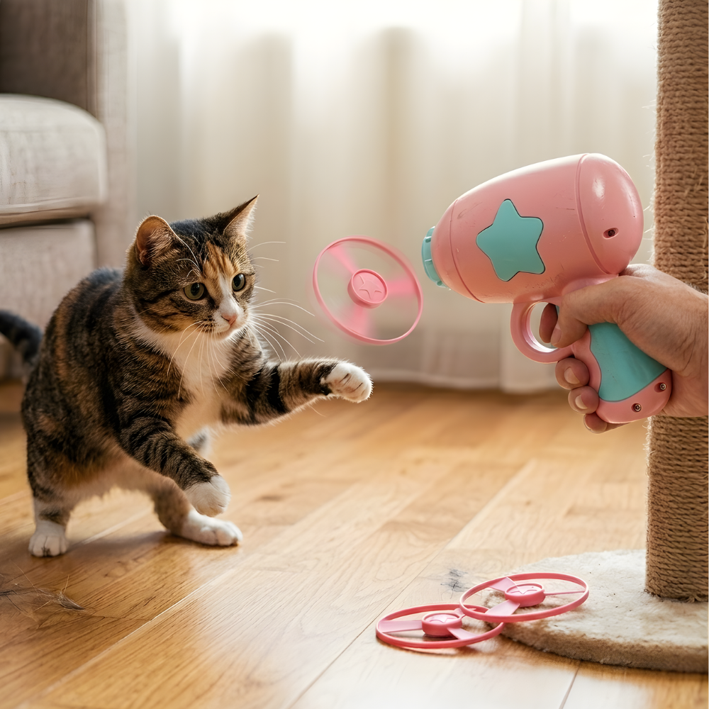 SkyPounce Cat Disc Launcher Toy — Interactive Active Play