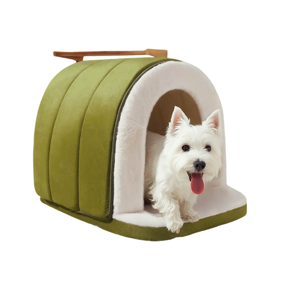 SnugTail Cozy Cave Dog House — Enclosed, Cushioned Base