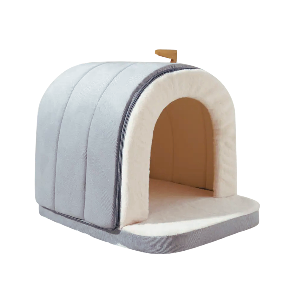 SnugTail Cozy Cave Dog House — Enclosed, Cushioned Base