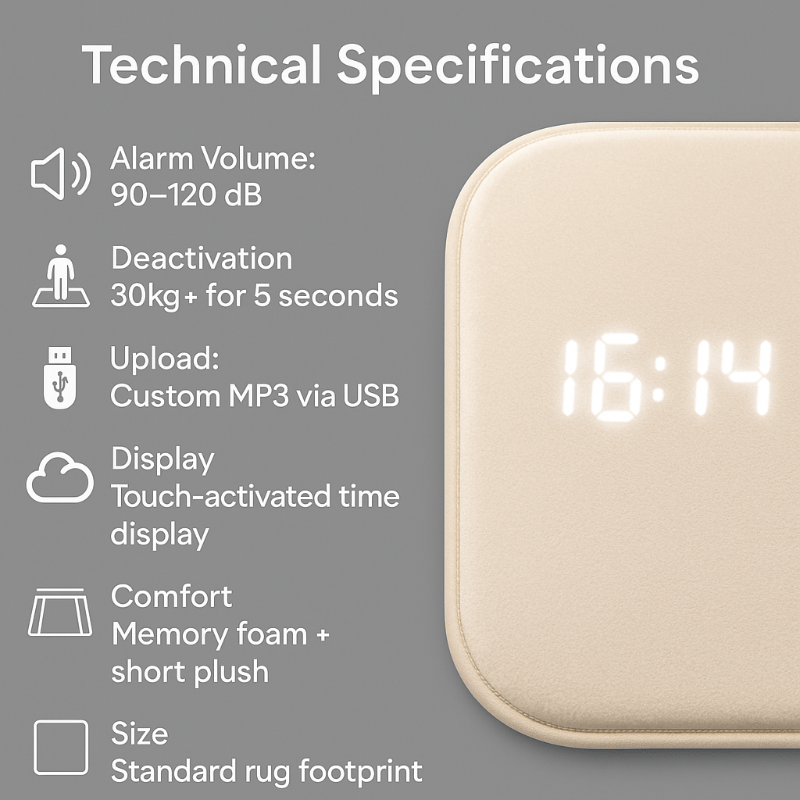 Smart Alarm Clock Rug with Pressure Sensor for Deep Sleepers - Esilora