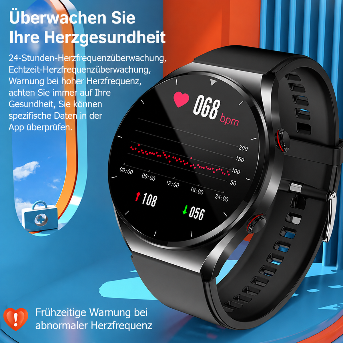 Smartwatch desportivo e de fitness — monitor de frequência cardíaca, monitor de atividade e relógio de treino