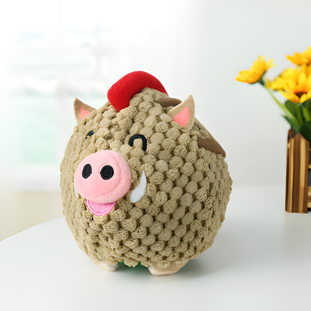SnuffleBoar Plush Squeaky Rubber Dog Ball — Interactive Toy