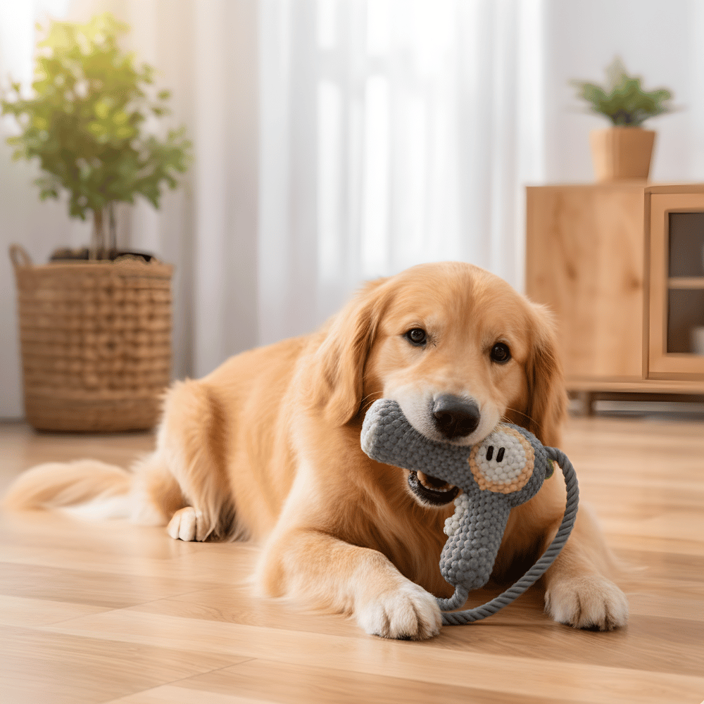 SnuggleChew Plush Squeaky Dental Comfort Toy for Dogs
