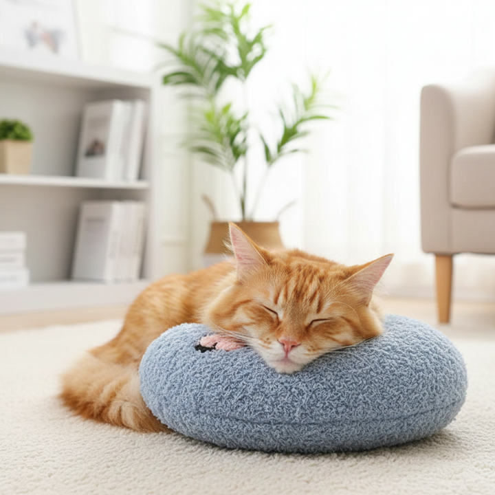 SnuggleRest Curved Calming Cat Pillow for Head and Neck Support