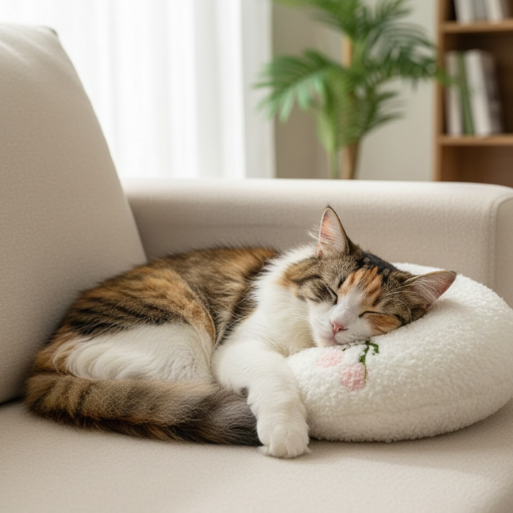 SnuggleRest Curved Calming Cat Pillow for Head and Neck Support