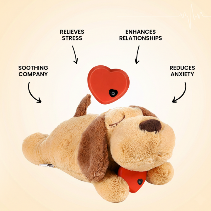 SnuggleBeat Calming Heartbeat Puppy Dog Plush Toy — Removable Module