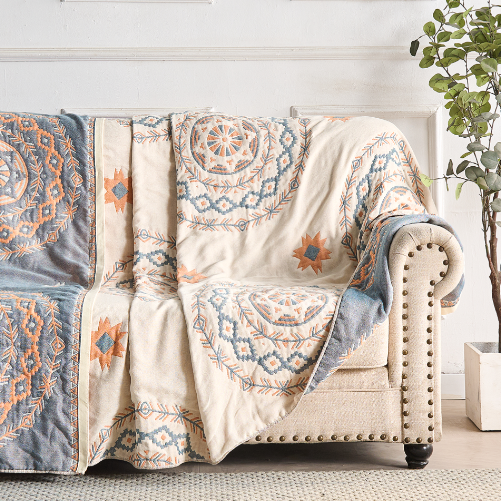 Manta de sofá e colcha de algodão boho com mandala