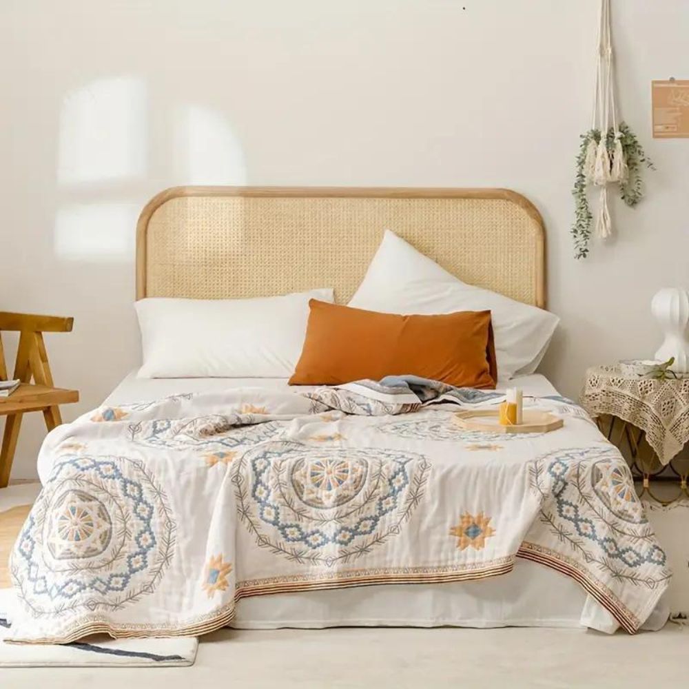Manta de sofá e colcha de algodão boho com mandala