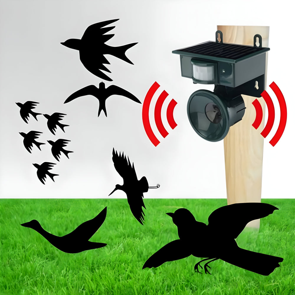 Solar Bird Repellent — Ultrasonic Waves, Infrared Motion Sensor