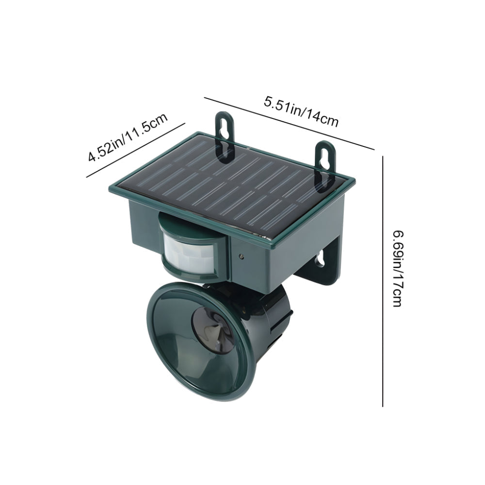 Solar Bird Repellent — Ultrasonic Waves, Infrared Motion Sensor