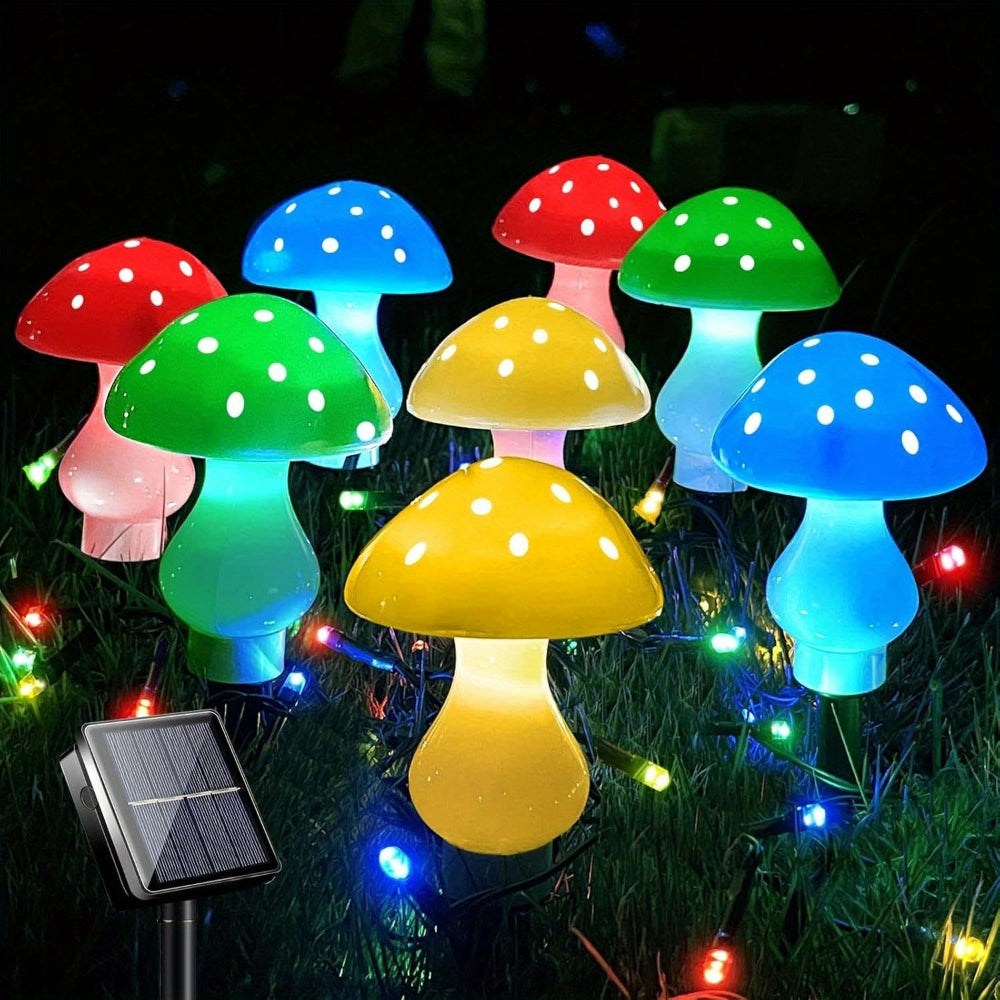 Luzes solares de jardim em forma de cogumelo — conjunto decorativo de plástico