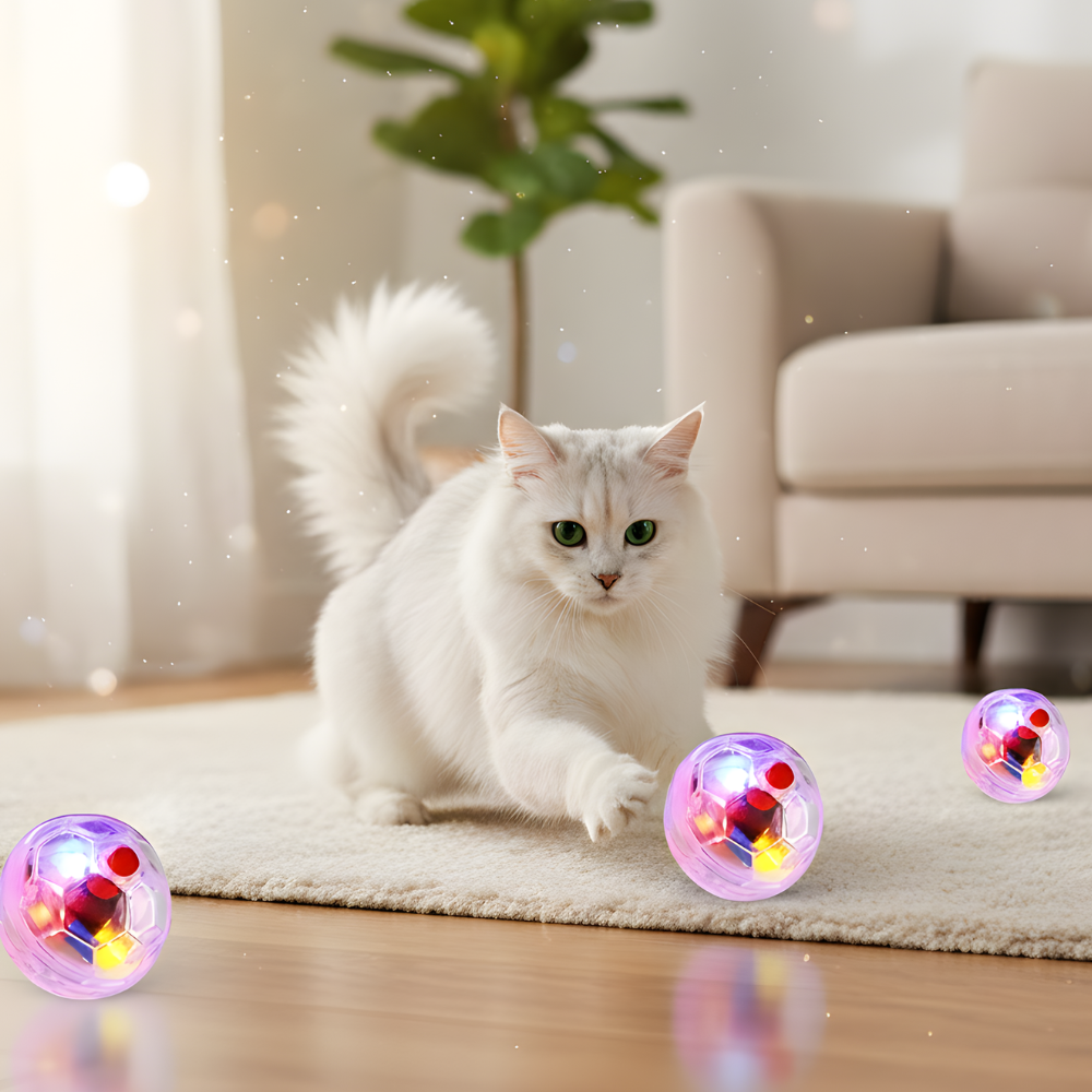 SparkRoll Motion-Activated Light-Up Ball Toy for Cats