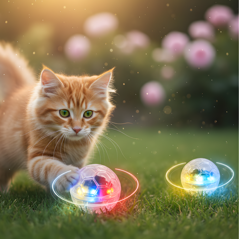 SparkRoll Motion-Activated Light-Up Ball Toy for Cats