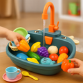 Battery-Operated Plastic Toy Kitchen Sink and Faucet