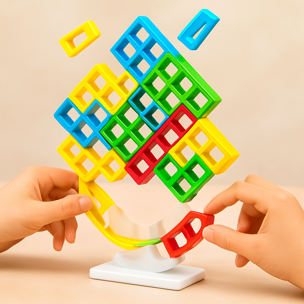 Gravity Balance Tower Stacker — Interlocking Geometric Block Puzzle