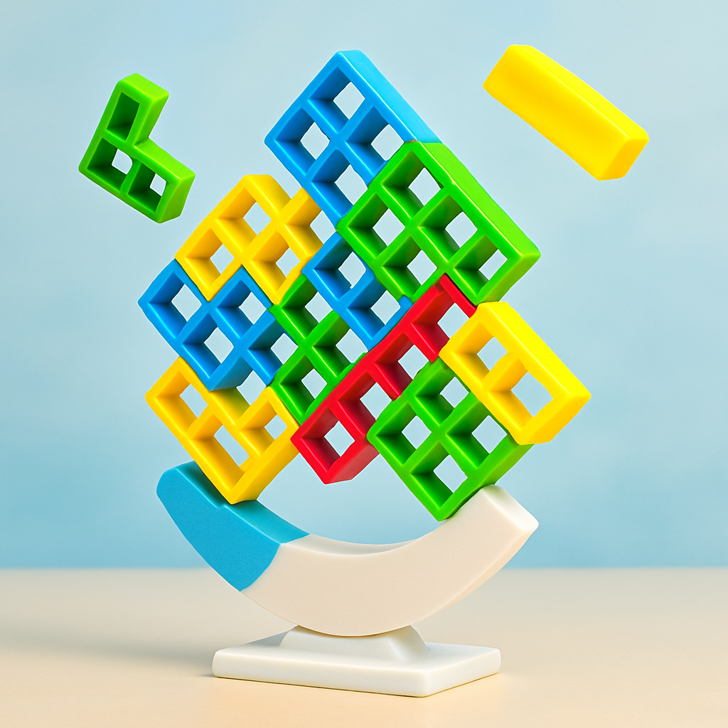 Gravity Balance Tower Stacker — Interlocking Geometric Block Puzzle