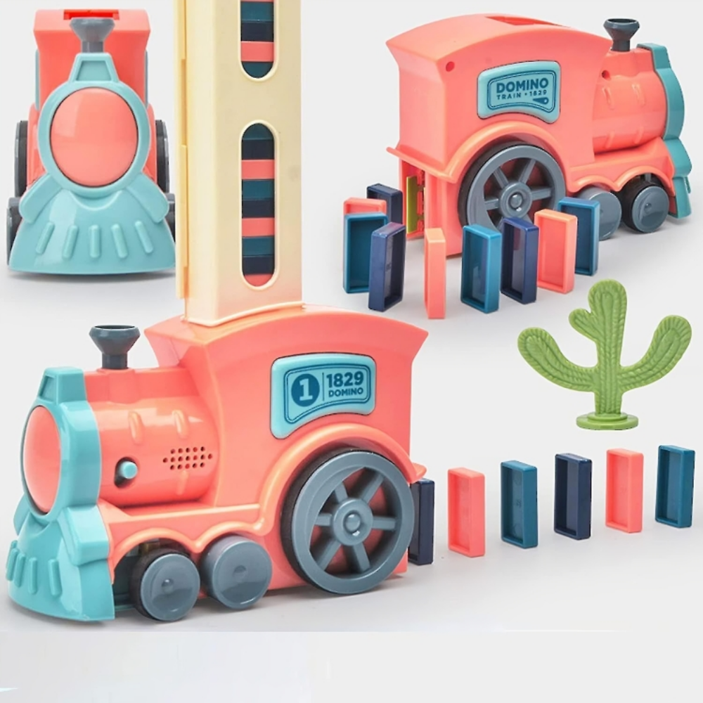 Kit de construção de comboio automático de dominós em plástico — brinquedo educativo