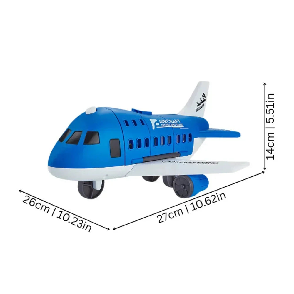 Conjunto de brincar com avião de transporte em miniatura e veículo terrestre