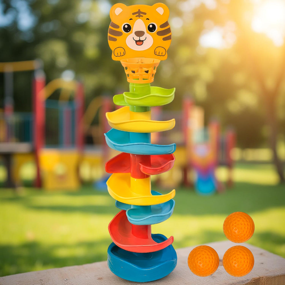 Durable ABS Toddler Ball Track Tower — Interlocking Sloped Paths & Adjustable Channels