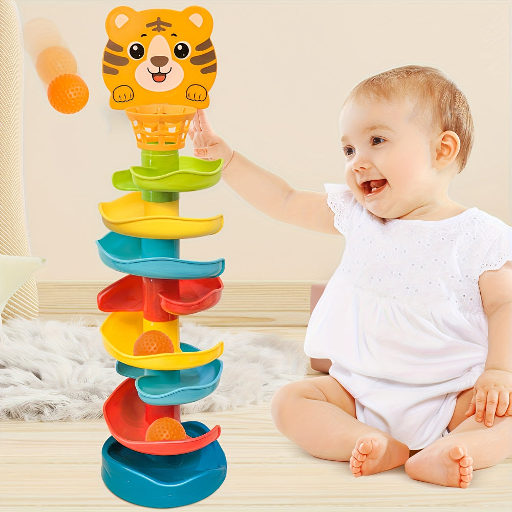 Durable ABS Toddler Ball Track Tower — Interlocking Sloped Paths & Adjustable Channels