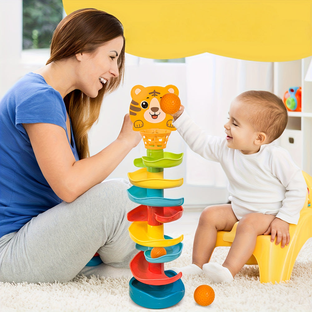 Durable ABS Toddler Ball Track Tower — Interlocking Sloped Paths & Adjustable Channels