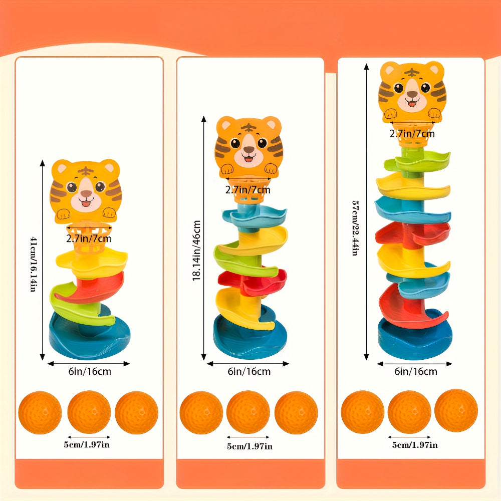 Durable ABS Toddler Ball Track Tower — Interlocking Sloped Paths & Adjustable Channels