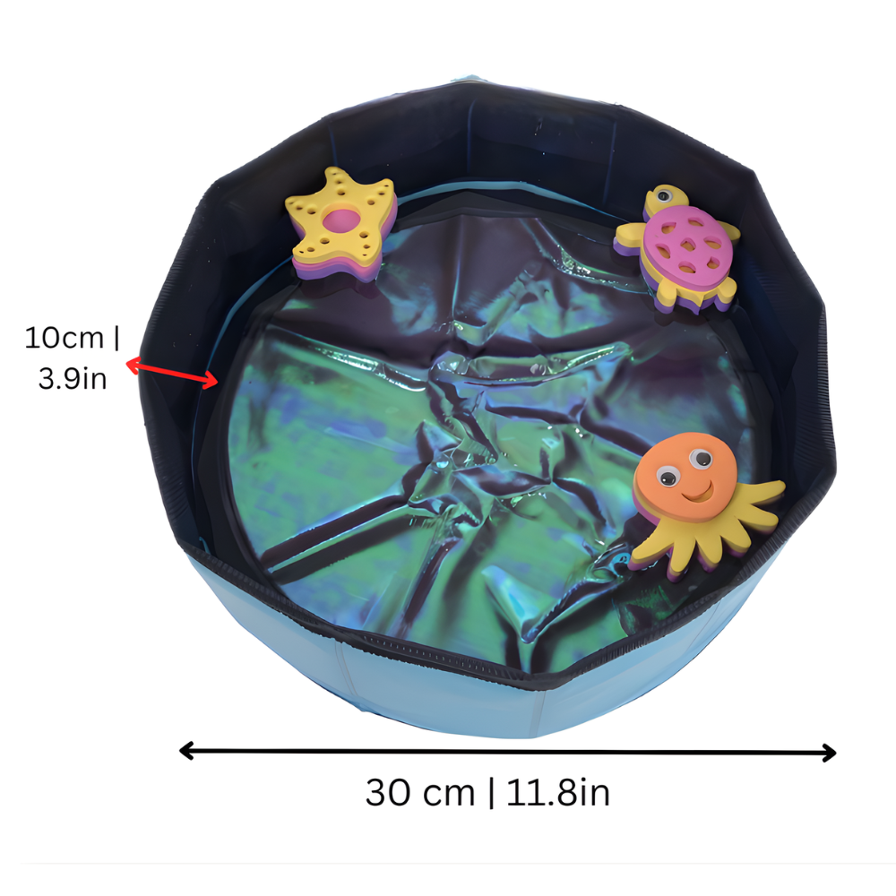 SplashNest Foldable Cat Water Play Pool — Floating Toys