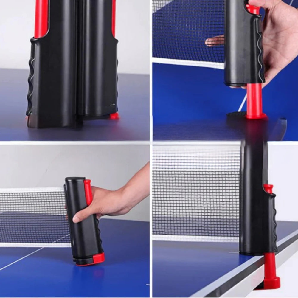 Portable Table Tennis Set — Extendable Clamp-On Net, Paddles, and Balls