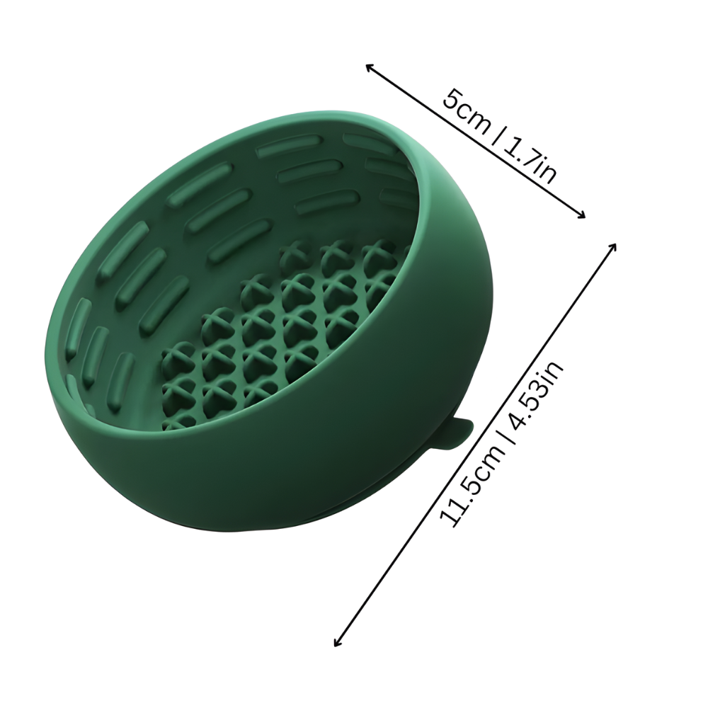 SteadyBite Silicone Slow Feeder Dog Bowl — Raised Grooves, Anti-Spill Rim