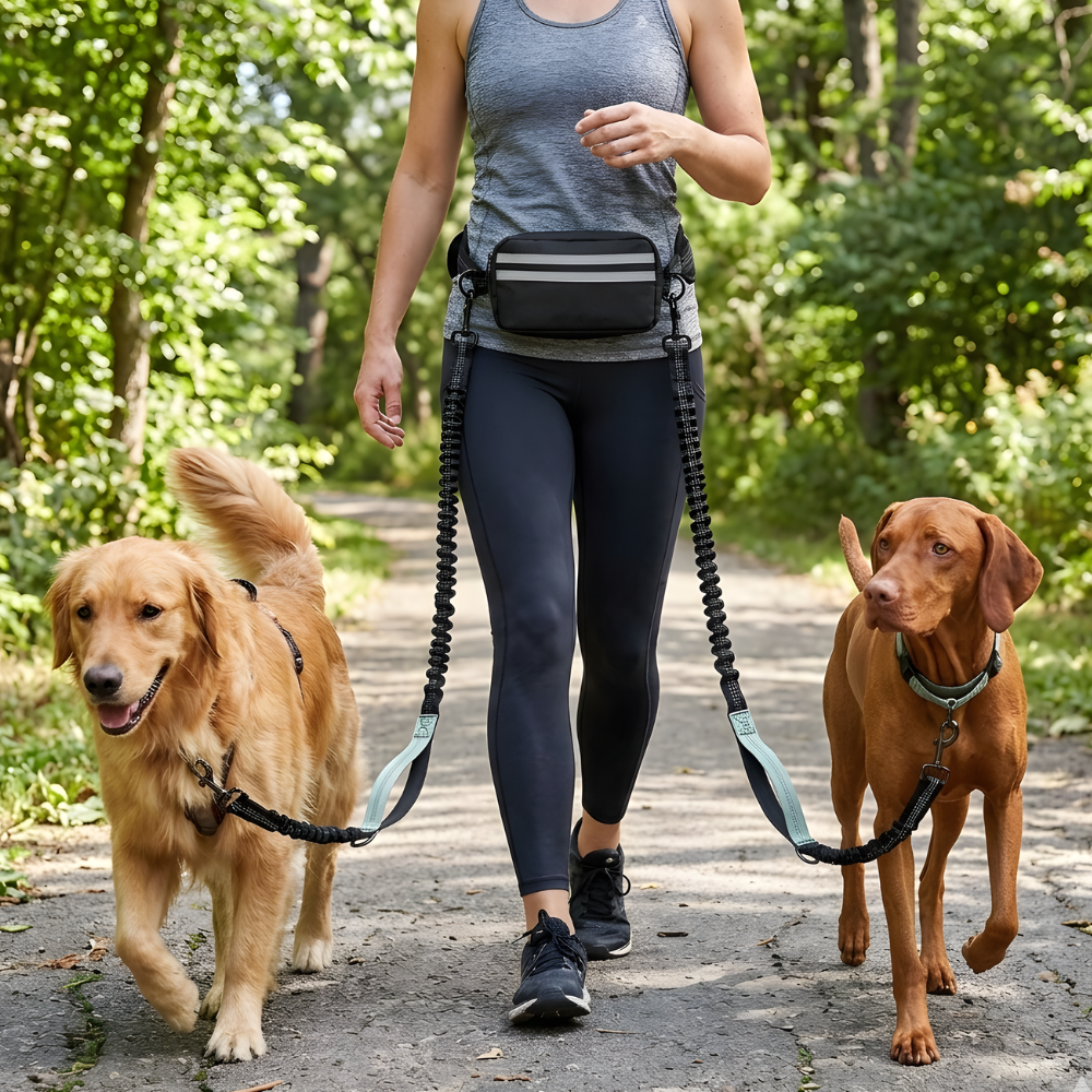 StrideLink Adjustable Hands-Free Bungee Dog Leash with Waist Belt