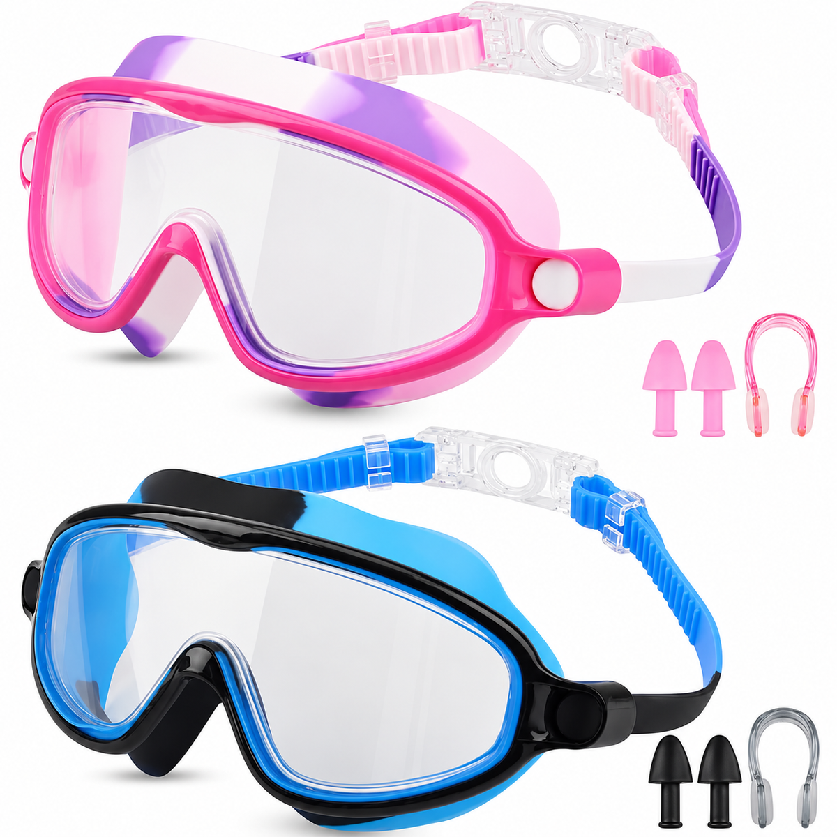 Kids Swimming Goggle Set — Diving Eyewear, Nose Clip & Ear Plugs